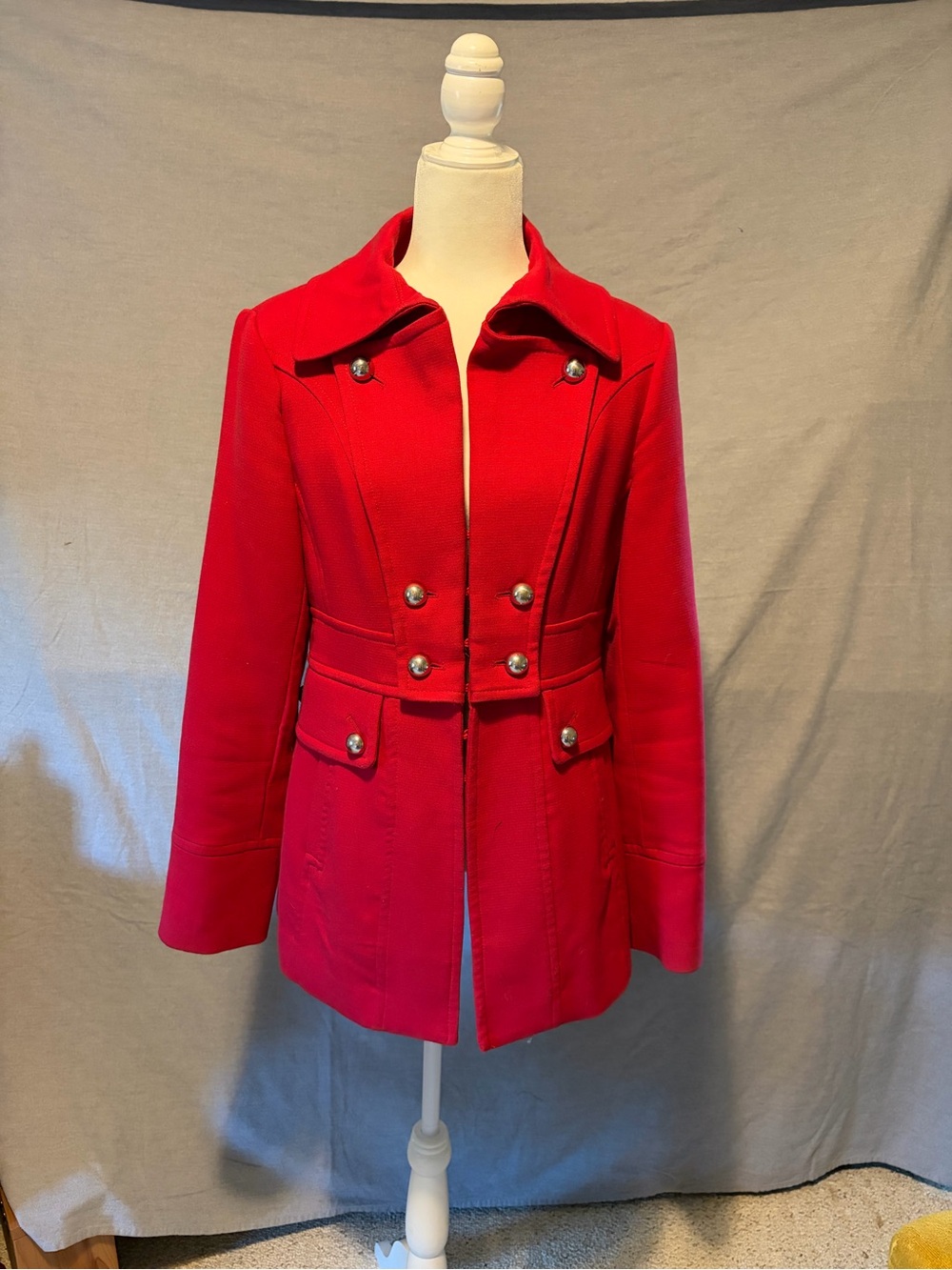 White House Black Market Women's Red Coat - Classic Double-Breasted Jacket